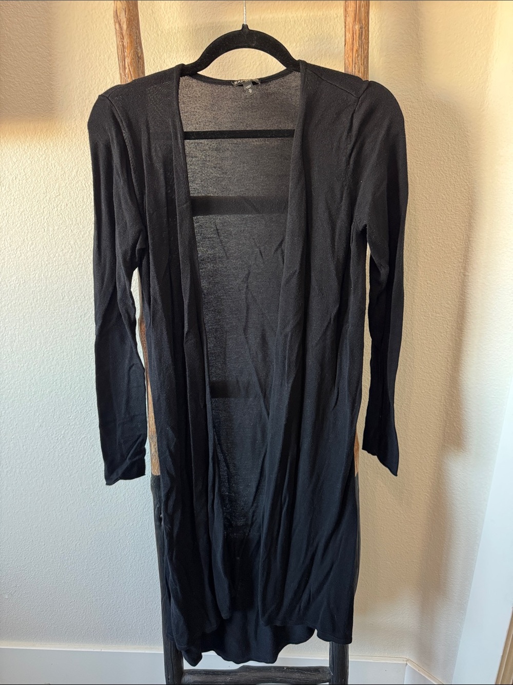 Express Black Ribbed Long Cardigan